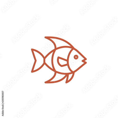 Simple Outline Fish Icon, Minimalist Marine Life Symbol, Vector Art