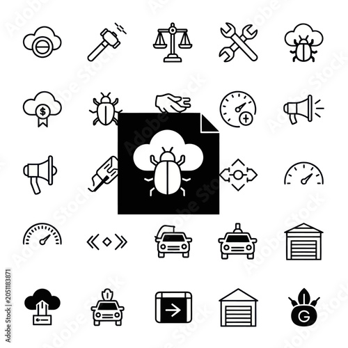 Software Debugging and Cloud Computing Icons Set