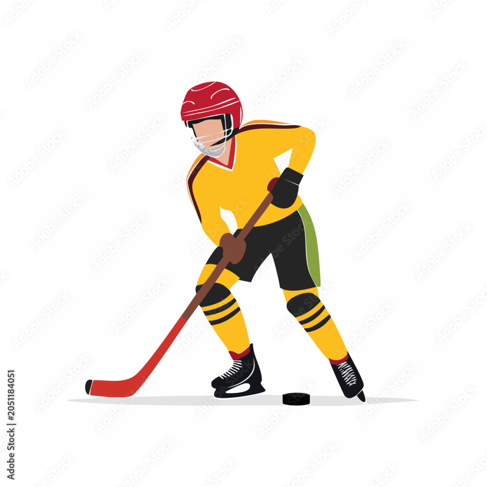 Obraz premium Flat design hockey player with stick and puck