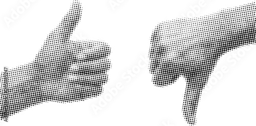 Foto Halftone thumbs up and down gestures