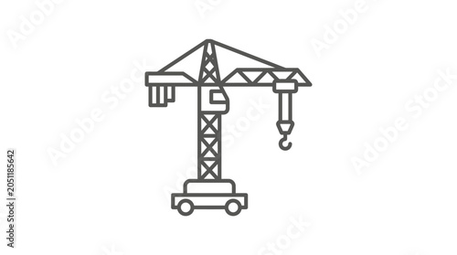 Canvastavla Heavy construction crane outline icon on white background.
