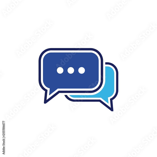 Communication and messaging concept with two blue speech bubbles