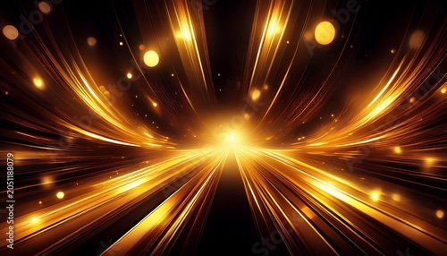 Abstract Background Bright Lights In Darkness Bright Gold Lig
