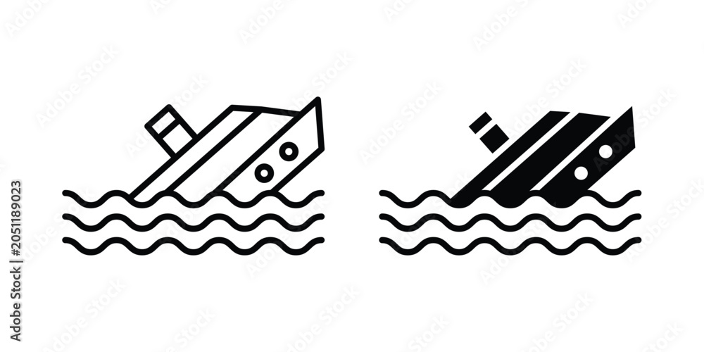 Naklejka premium Sinking ship icon