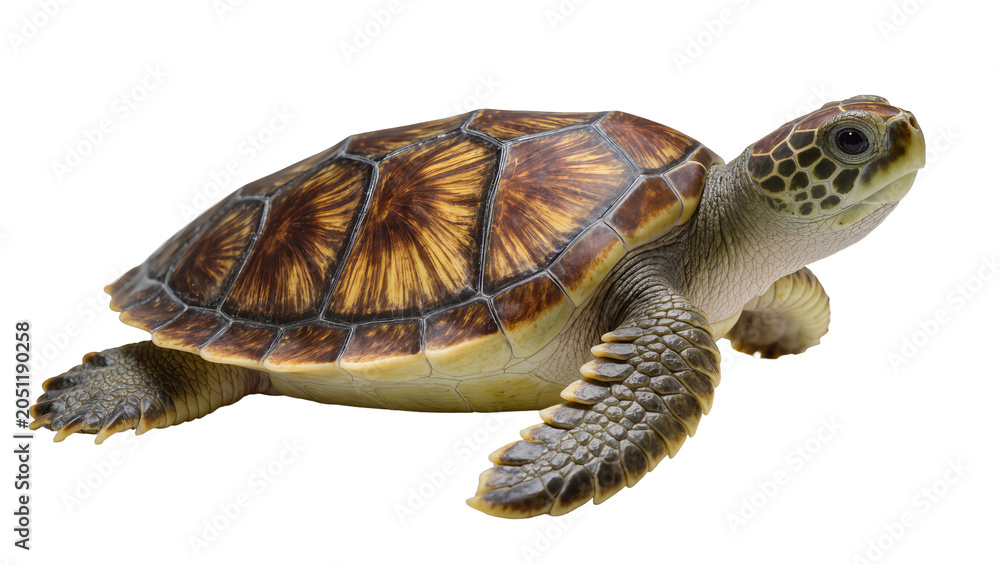 Obraz premium Green sea turtle with patterned shell and scaly skin