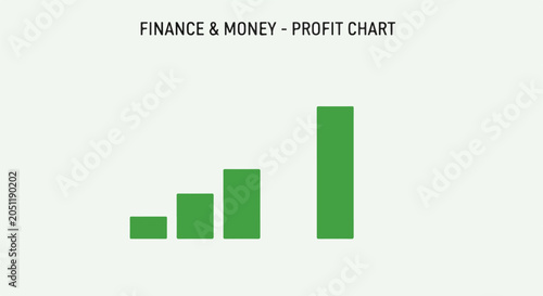 Growing green bars represent rising financial success and profit gains