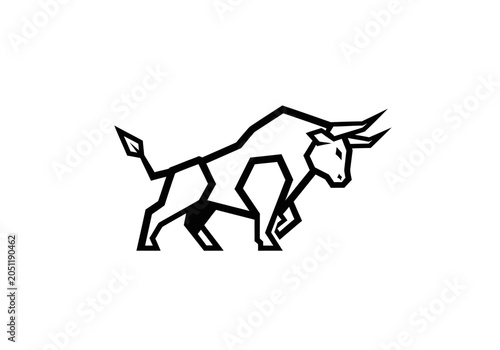 Geometric bull illustration on white background for financial concepts