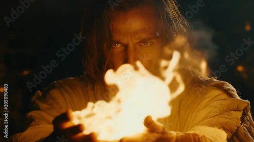 Jesus Christ holding a burning flame, symbolizing divine light, faith, hope, spiritual strength, and the eternal power of love and guidance.