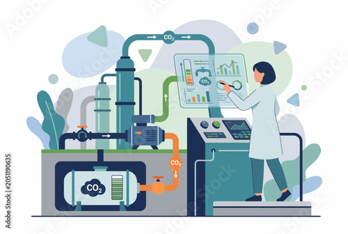 Foto Researcher analyzing carbon capture and storage system data