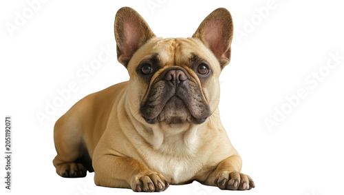 Fotografía Fawn French Bulldog lying down with alert ears