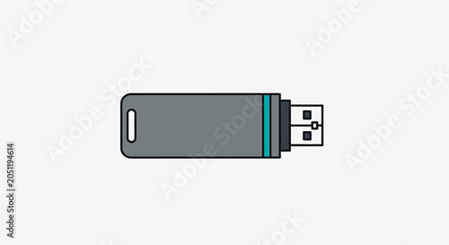 Flat design usb flash drive icon in teal and green with silver connector