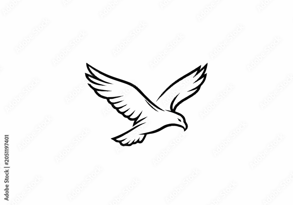 Fototapeta premium Majestic Eagle in Flight Line Art Illustration.