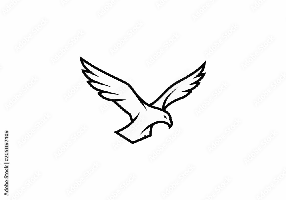 Obraz premium Majestic Eagle in Flight Minimalist Line Art Illustration.