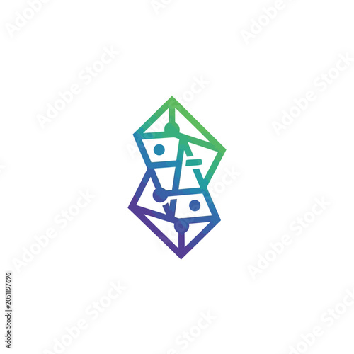 Geometric abstract logo design featuring interconnected triangles and color gradient