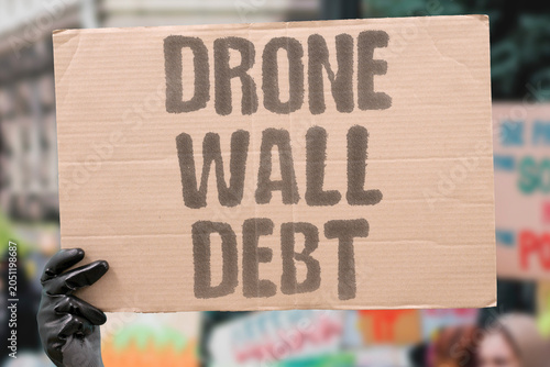 Картината върху платно "Drone wall debt" Air defense financed by borrowing
