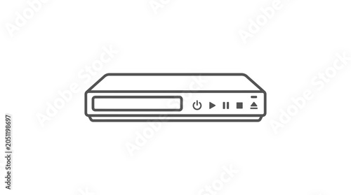 Tableau sur toile Slim modern DVD player icon with control buttons.
