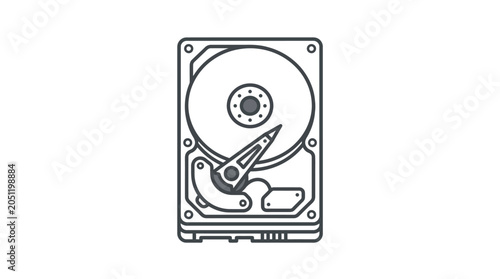 Internal hard disk drive HDD mechanical part icon.