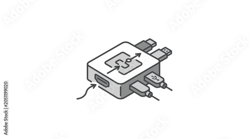 HDMI video switch hub with multiple cable connections.