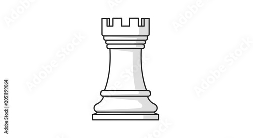 Isolated chess rook icon symbolic representation on a clean white background