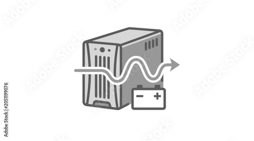 Uninterruptible Power Supply UPS icon with battery backup.