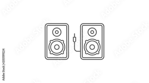 Dual computer speakers icon isolated on white background.