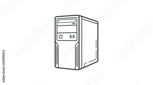 Simple desktop computer tower case icon.