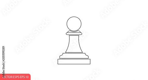 Minimalist chess pawn outline strategic game piece isolated on white