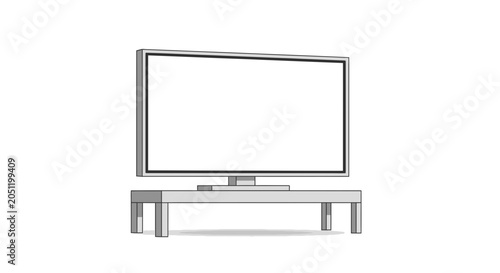 Modern television on stand isolated white background for display
