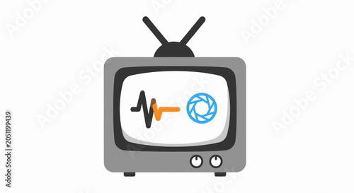 Retro television displaying modern symbols vector illustration isolated