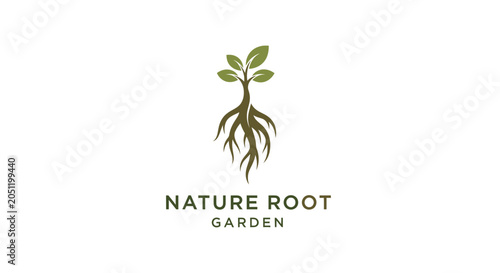 Nature root garden logo a modern vector illustration of plant growth
