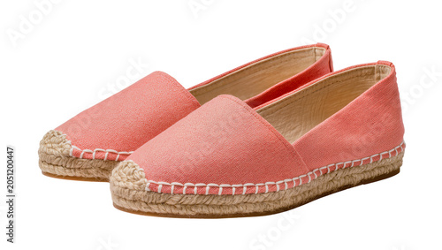 Bild auf Leinwand Coral Pink Canvas Espadrilles with Jute Soles