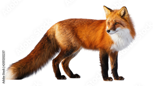 Obraz na plátne Red fox standing profile view with bushy tail
