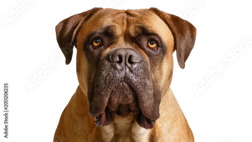 Konstfotografi Bullmastiff dog head portrait with wrinkled face and amber eyes