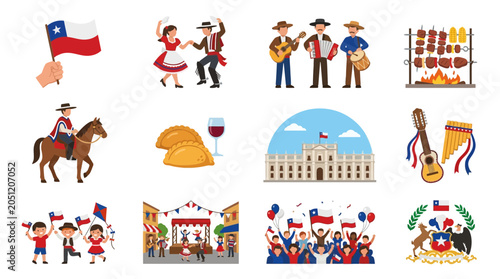 Foto Colorful Chilean National Celebration with Traditional Music and Dance