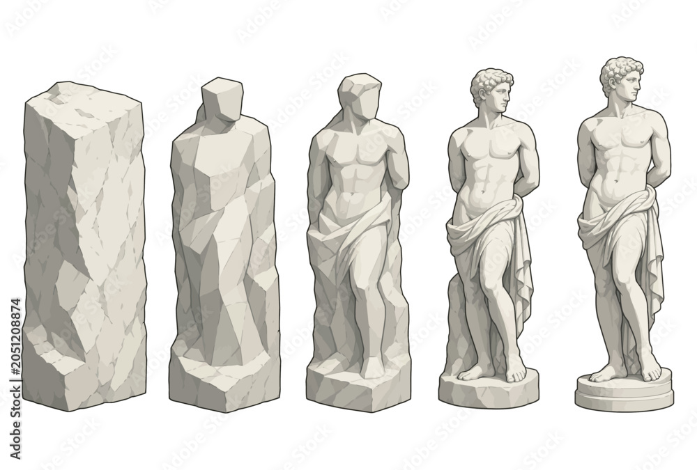 Foto Marble Statues in Various Stages.