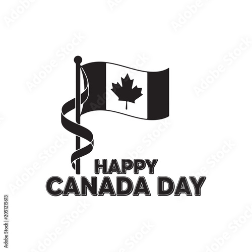 Happy Canada Day Holiday Celebration Design With Canadian Flag And Maple Leaf Icon