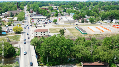 Aerial scene of Ingersoll, Canada in spring