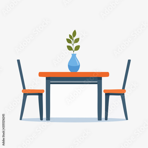 Minimalist dining table and chairs illustration, conveying a peaceful and cozy home environment