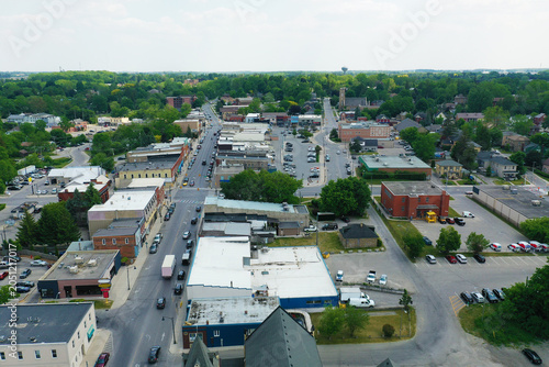 Aerial view of Ingersoll, Ontario in morning