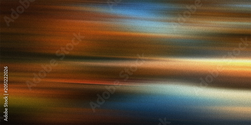Fotografie Motion blurred background with horizontal colorful streaks of orange blue and golden light creating energy in abstract art