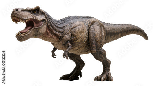 Foto Tyrannosaurus Rex dinosaur roaring with mouth open