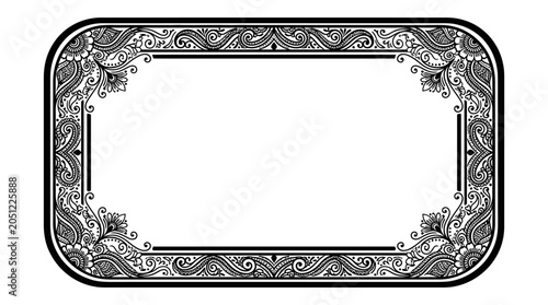Vintage ornamental frame with intricate black and white decorative patterns.