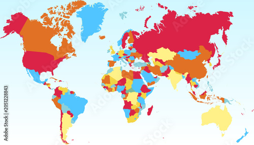 World map. Color modern vector map. Silhouette map