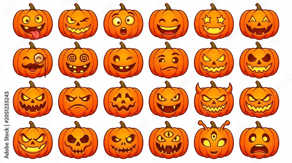 Obraz premium halloween pumpkin set