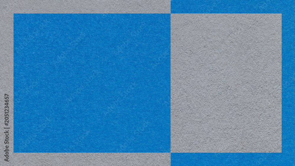 Fototapeta premium Textured gray, cobalt blue paper background with frame and geometric panel. Template for presentation with copy space