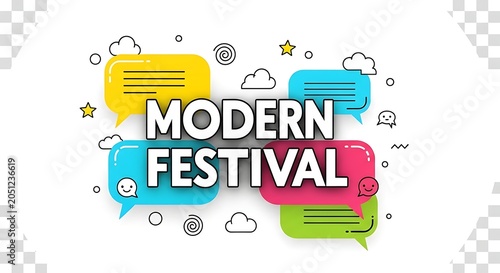Modern festival text design with colorful speech bubbles