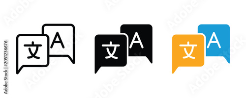 Konstfotografi Translate icon set, Language translation symbol, logo for translator app, website and UI design