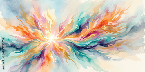 Canvastavla Abstract watercolor painting with expressive color splashes art work art piece p