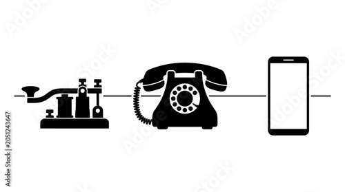Canvas Print Evolution of Communication Technology Icon Set