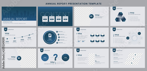 Annual Report Presentation Template with Business Infographics and Corporate Slide Layout